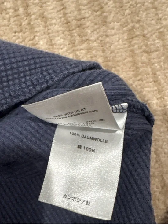 Eddie Bauer Blue Waffle Knit Crew Neck Long Sleeve - Picture 4 of 4